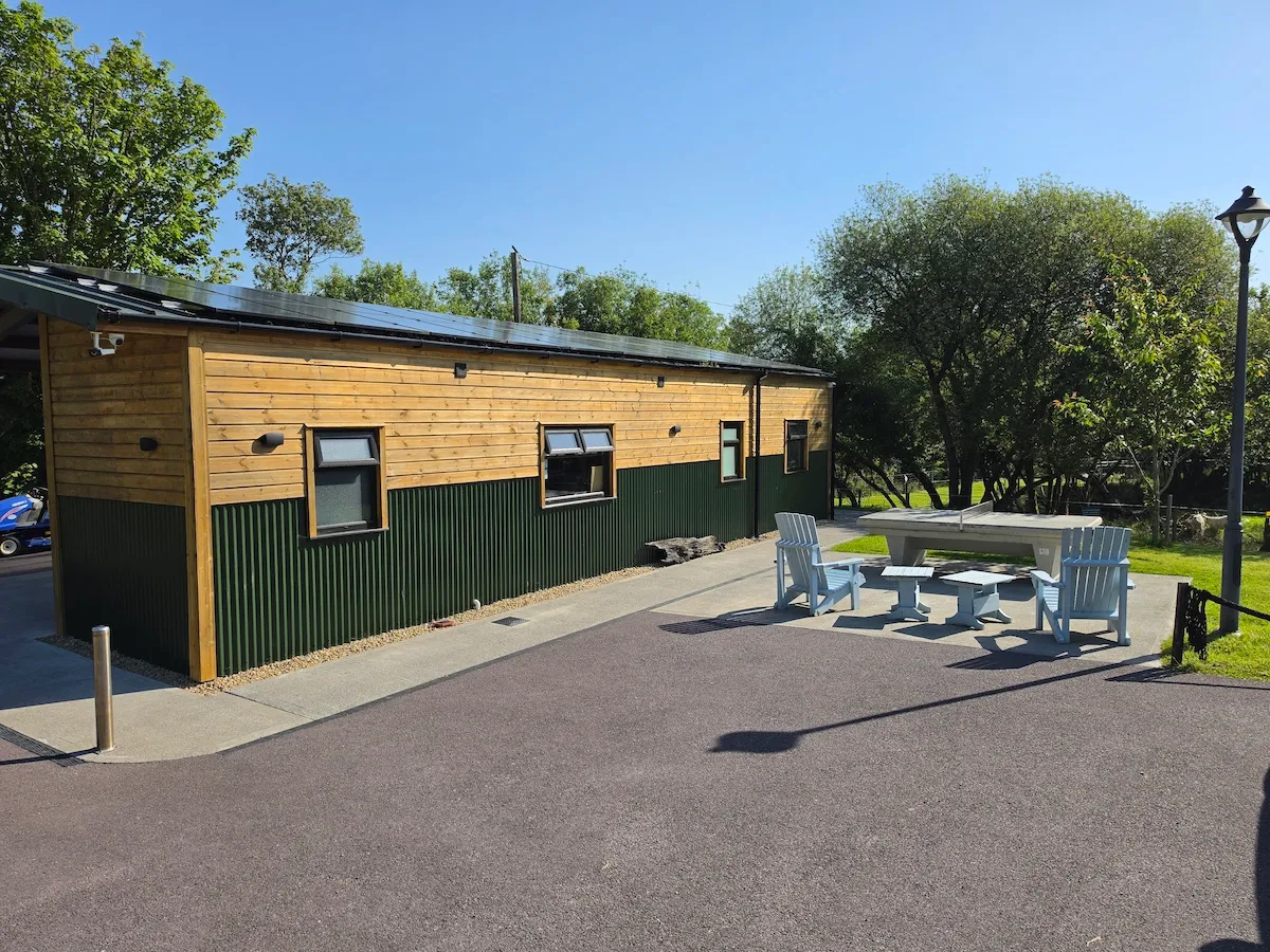 The pods and communal building at Goats Path Farm & Pod Park